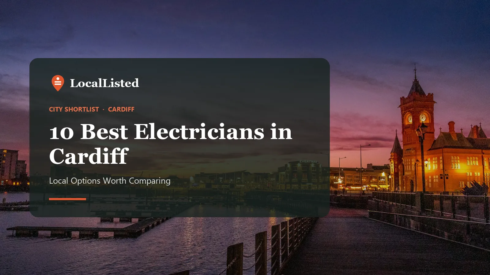 Electricians in Cardiff Electricians in Cardiff. Photo: the Cardiff Bay waterfront at sunset.